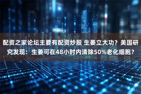 配资之家论坛主要有配资炒股 生姜立大功?美国研究发现:生姜可在48小时内清除50%老化细胞?